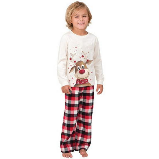 European Christmas Reindeer Print Family Matching Pajama Set - Long Sleeve