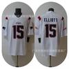 New England Patriots Rugby Jersey T-Shirt With Embroidered Team 15 Elliott Cotton Blend Athletic Top