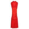 Kaslead New Women Clothes Western Style Fashion Simple Silk Net Patchwork Midi Dress 4772352