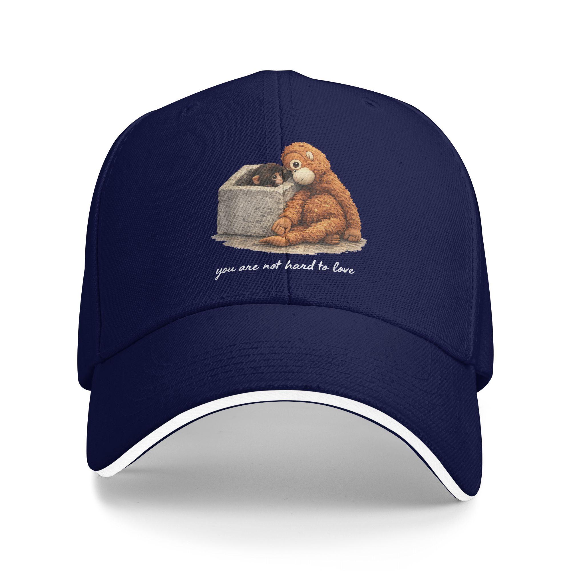 

Adorable Cute Baby Monkey Punch Baseball Cap Hunting Camping Sun-Proof Trucker Hat Men Adult Streetwear Design Snapback Cap One Size темно-синього кольору