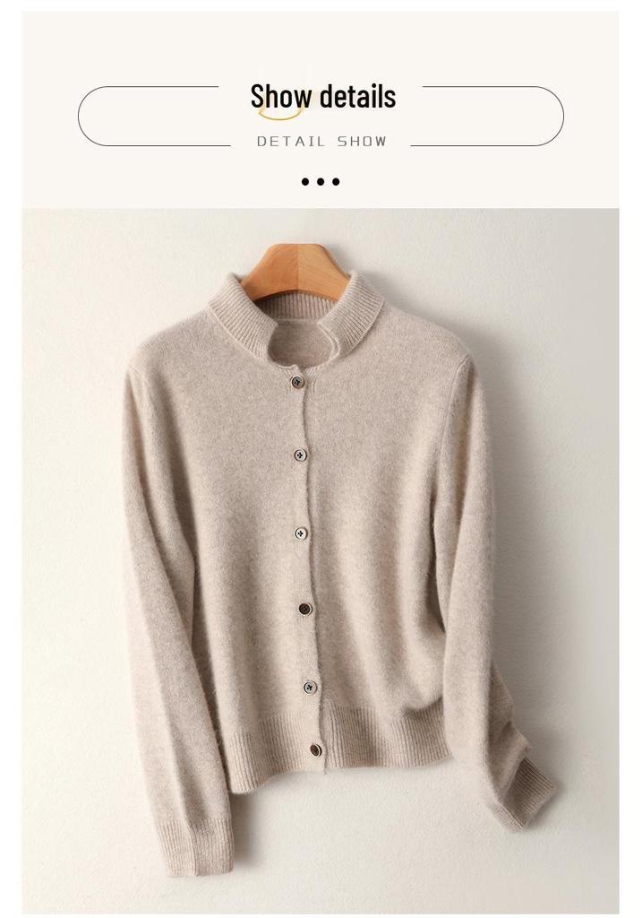 2025 Autumn/Winter Women's Korean Style 100% Pure Wool Double-Ply Knit Cardigan - Soft, Cozy, and Versatile Sweater