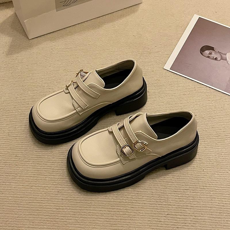 

2025 new summer British small leather shoes women 2025 new retro thick-soled heightening single shoes women s one-pedal muffin 40