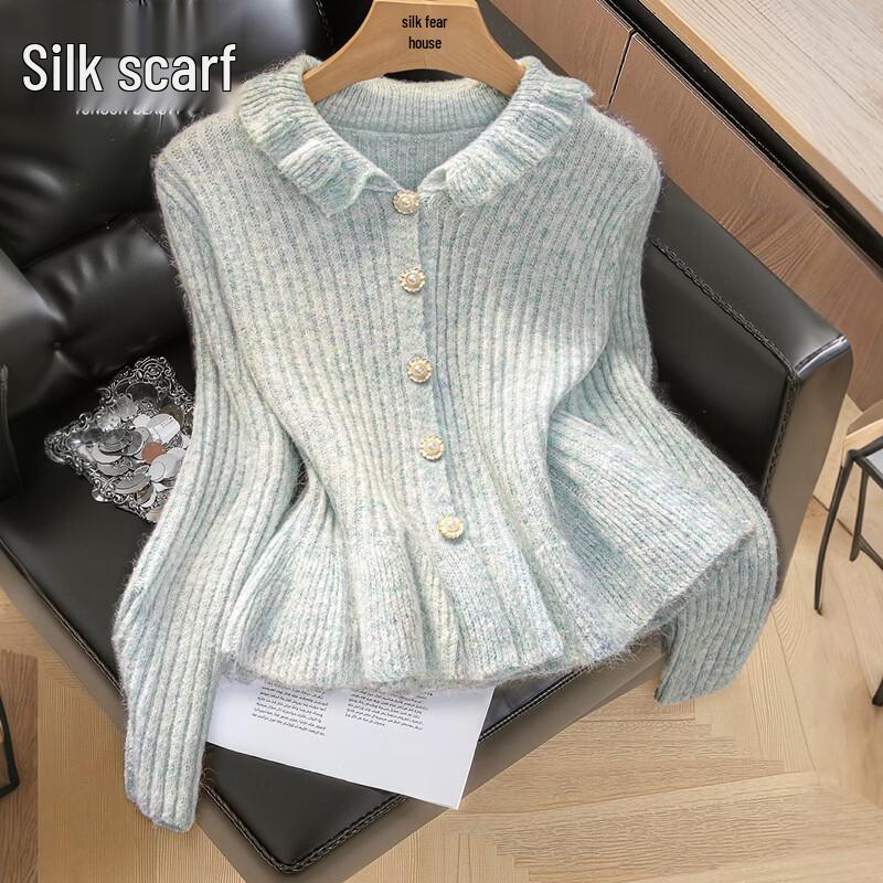Women s Loose Fit Single-Breasted Lapel Cardigan Sweater One Size
