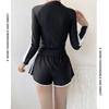 Conservative Long Sleeve Swimwear: Slimming Tummy Control Boyleg One-Piece for Female Students