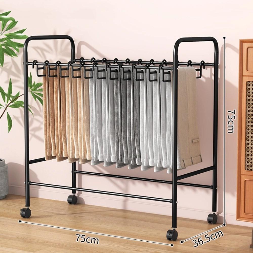 Floor-standing Pants Storage Rack Pulley Wheel Multifunctional Clothes Storage Rack Space Saving Mobile Closet Rack