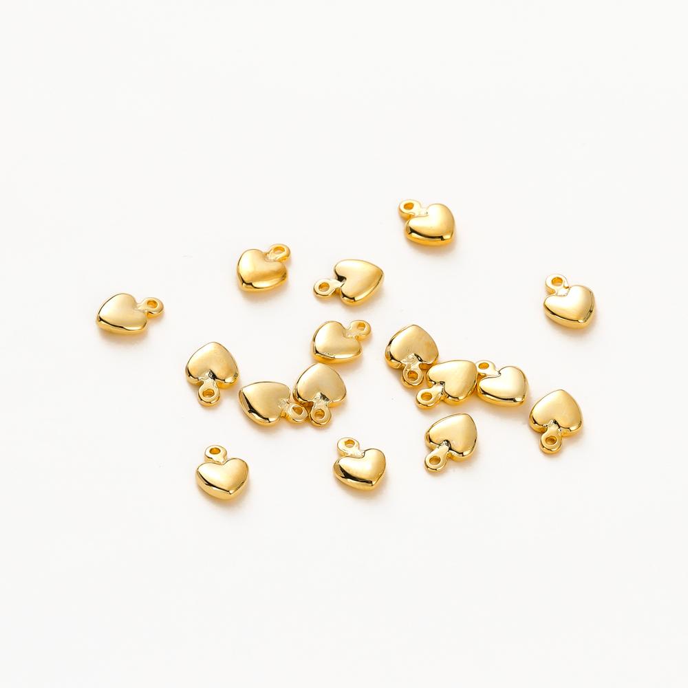 20PCS 14K 18K Gold Color Plated Brass Mini Heart Pendants For Jewelry Making Handmade DIY Earring Charms Findings Components