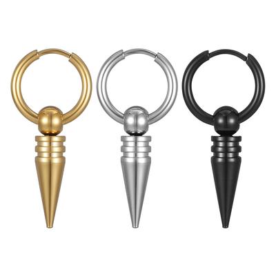Koreanischer Edelstahl Runder Anhänger Ohrstecker Einfach Unisex Schwarzer Titanstahl Punk Spitzkegel Ohrringe