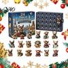 Calendario dell'Avvento Bulldog Francese, Calendario, Conto alla Rovescia di 24 Giorni per Natale, Ornamento Acrilico, Collezionabile Unico Cane Collezionabili Statuetta Decorazione da Appendere