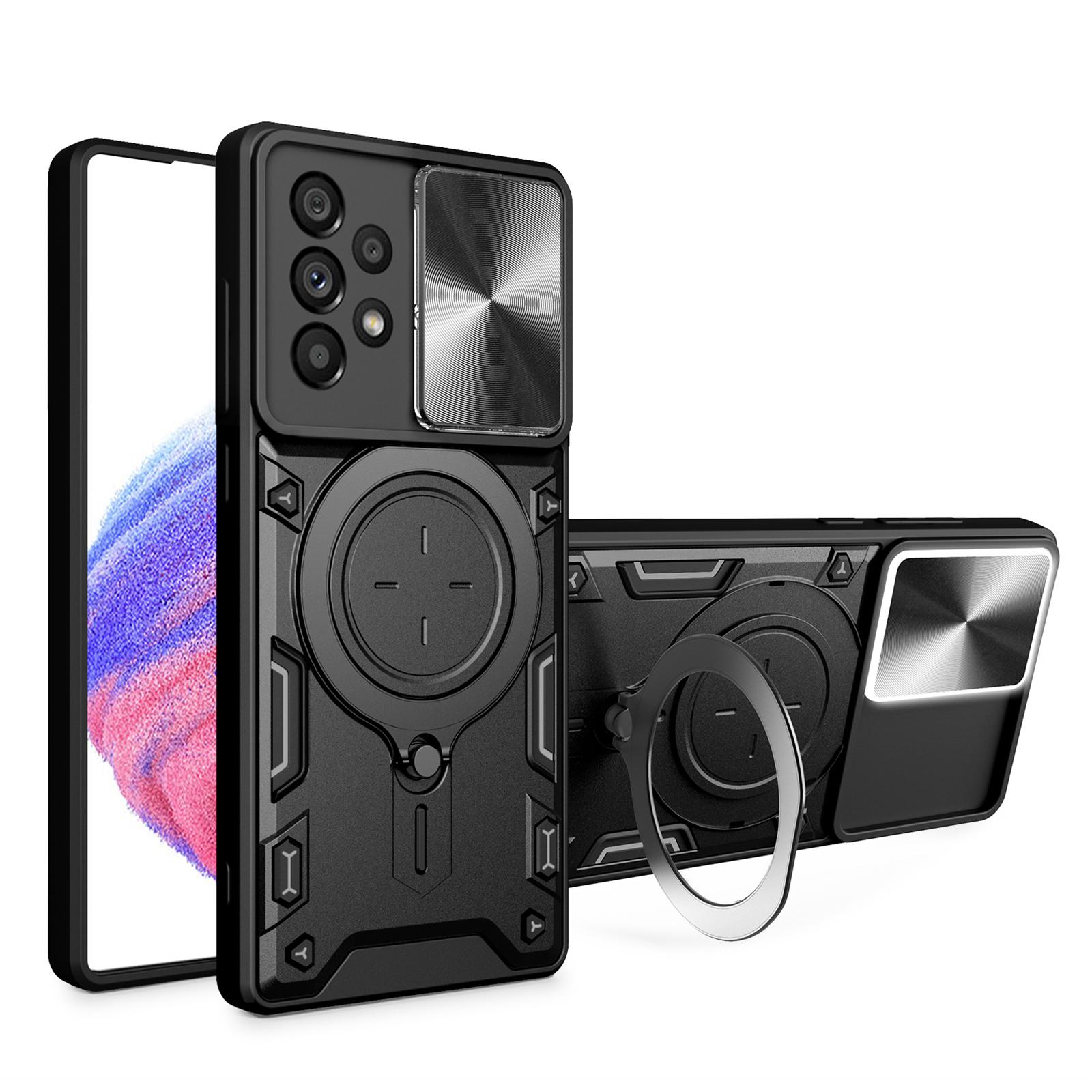 

Shockproof Case for Samsung Galaxy A33 5G Kickstand Protective Case TPU PC Phone Shell with Slide Lens Lid Black