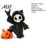 Humorous Halloween Home Accent Little Pumpkin Skull Ornament, 3D Printed Decor, Cute Desktop Fun Creepy Office Desk Accessory Figurine for Table