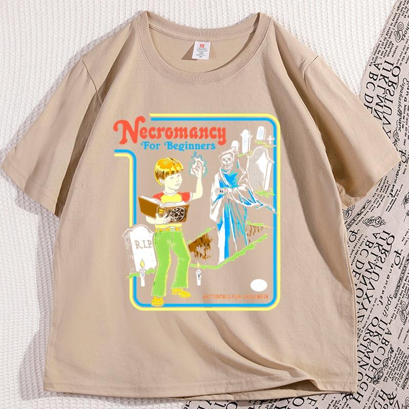 Necromancy for Beginners Activities for Children T Shirts for Man Woman Vintage Printed Tshirt Round Neck Short Sleeve Clothing