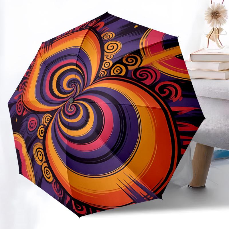 1pc Spiral Art Umbrella Portable Folding Umbrella Durable Iron Frame, Suitable for All Seasons Home Travel Outdoor Yy260319064