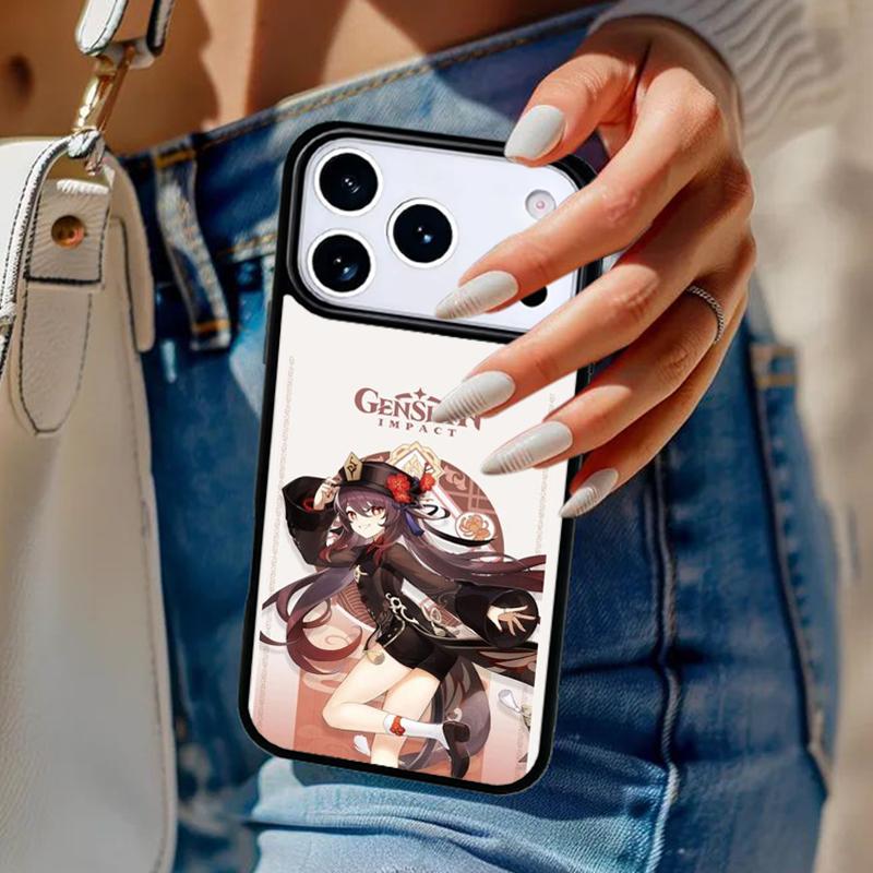 

Cartoon Hu Tao Genshin Impact Phone Case For iPhone 17 Air 14 15 13 12 Max Cover For Apple 14 15 16 16e 11 Pro Max Plus Coque iPhone 15