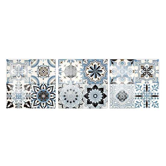 Kitchen Bathroom Wall Stickers 3Pcs 2D Retro Floral Tile Stickers, Self-Adhesive Waterproof Oil Proof Water Resistant Covers Decals, Peel &