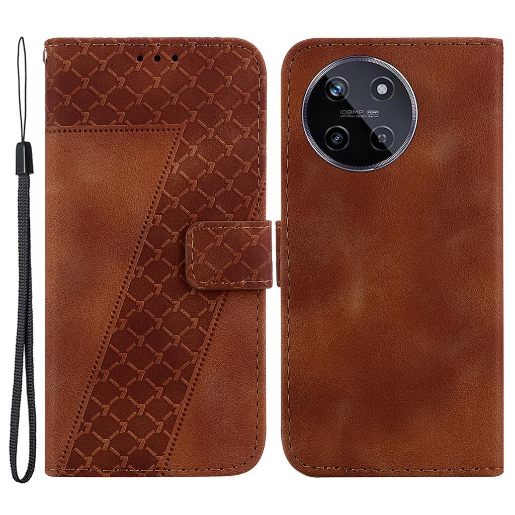 For Realme 11 4G (159.9x73.3x7.95mm) Leather Case Wallet Cover 7-Shape Pattern