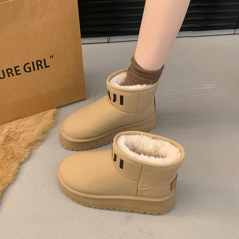 Fashion Outdoor Non-slip Ladies Ankle Boots Winter 2024 Snow Boots for Women Plus Velvet Platform Warm Short Plush Womens Shoes