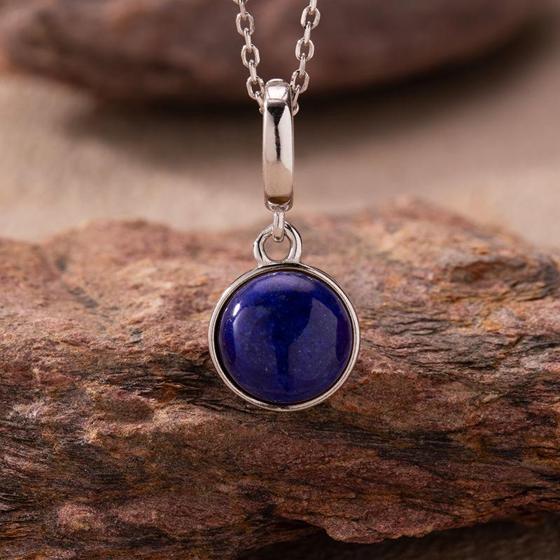 Minimalist Style Natural Hetian Jade Tiger Eye Blue Gold Agate Colored Treasure Pendant Necklace Women'S S925 Sterling Silver New Earrings