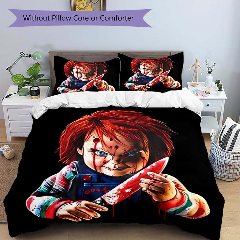3pcs Chucky2 Design Cover Set - HD Printed Bedding with 1 Cover and 2 Pillowcases - Perfect for Home and Dorm Decor