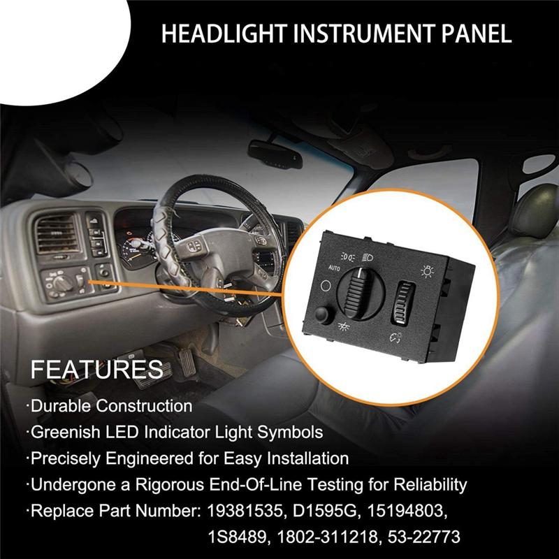 Headlight Switch For Chevy Silverado GMC Sierra Yukon Head Light Lamp Dimmer Switch For Hummer 03-07 19381535 15194803-M53K