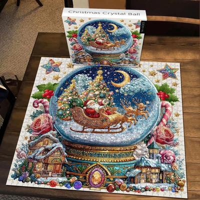Christmas Snow Globe Puzzle Winter Scene Crystal Ball Decor Colorful Festive Activities Bedroom Fireplace Family Home Decor