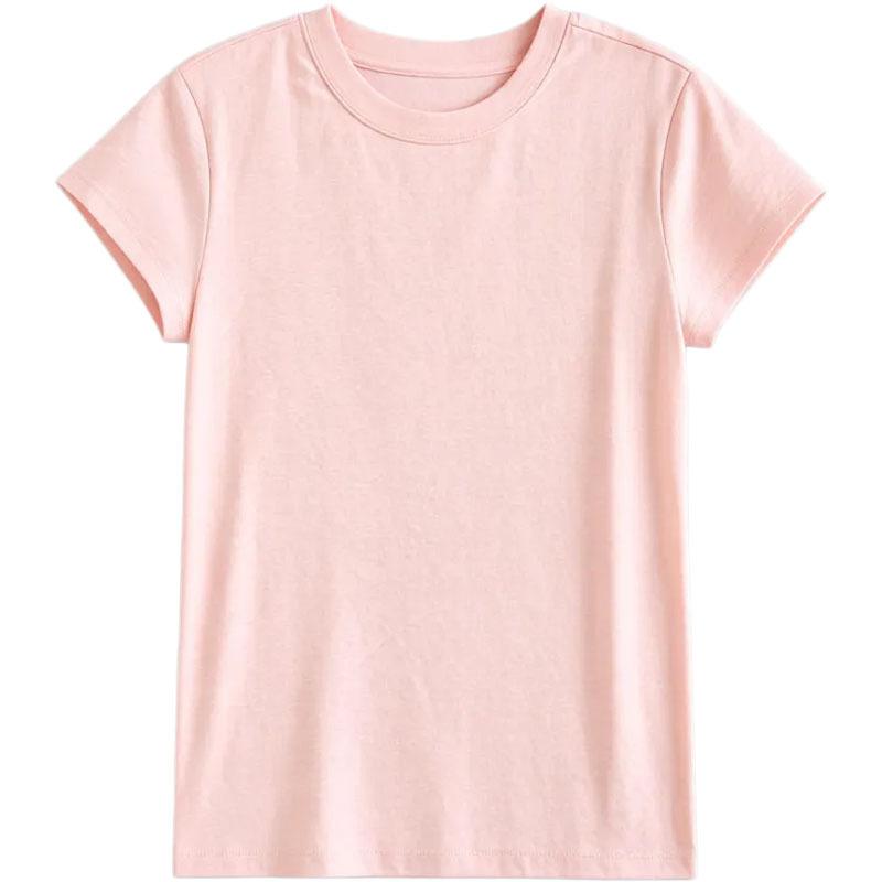 Korean Oat Round Neck Front Shoulder Short-sleeved T-shirt Women's New Simple Casual Fashion Versatile Temperament Top Summer