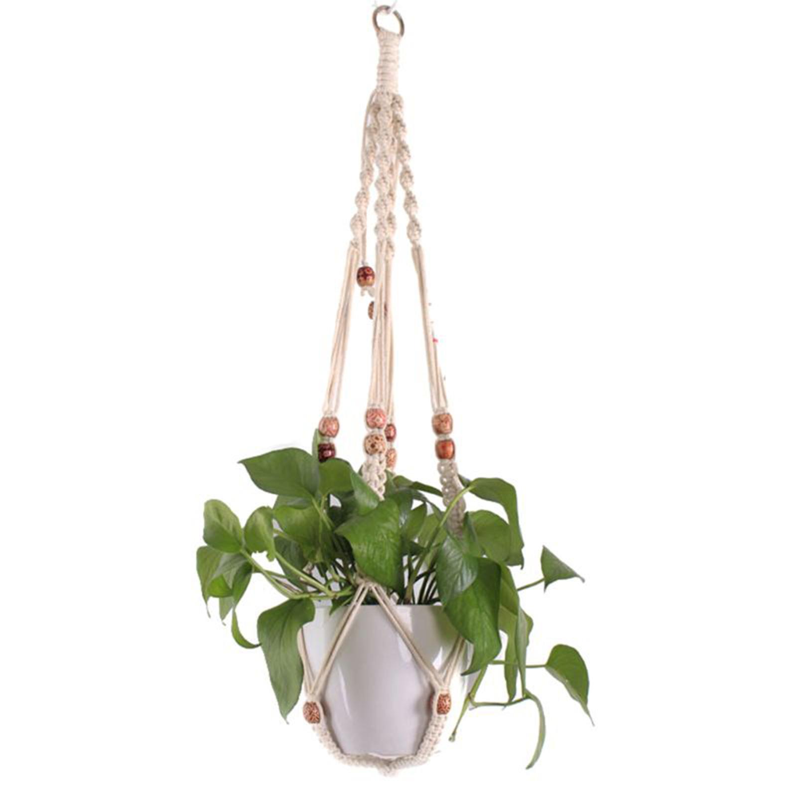 

Подвесная корзина для цветов из хлопка, плетеная вручную, многоцелевой декоративный органайзер для внутреннего и наружного оформления сада и двора