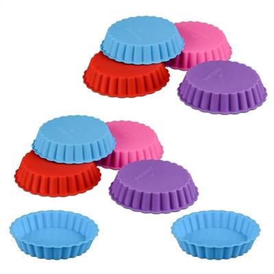 10 STÜCKE Silikon Törtchenformen Mini Quiche Tart Antihaft-runde geriffelte Flanpfanne mit losen Böden Kuchenform Werkzeuge Backformen Backen