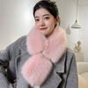 Women's Scarves Elegant Pearl-embellished Double-sided Faux Fox Fur Scarf - Warm Thickened Autumn/winter Women's Neck Warmer