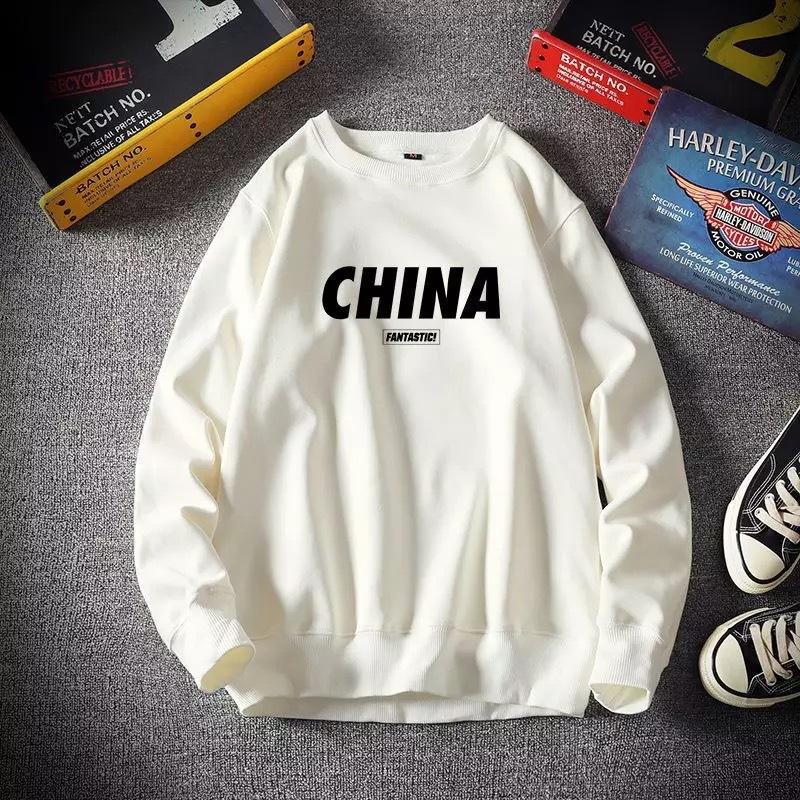 Spring and Autumn New Style National Fashion Sweater Men's Loose Pullover Round Neck Jacket Ins Trendy Velvet Top Long Sleeve