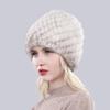 Winter women outdoor keep warm real mink fur hats Natural knitted mink fur cap Lady Good elasticity 100% genuine mink fur hat