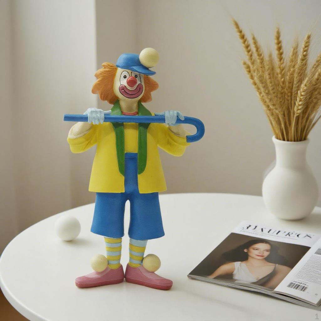 Clown Statue Desktop Ornament Resin Art Crafts Decorative Figurine Figure Sculpture for Fireplace
