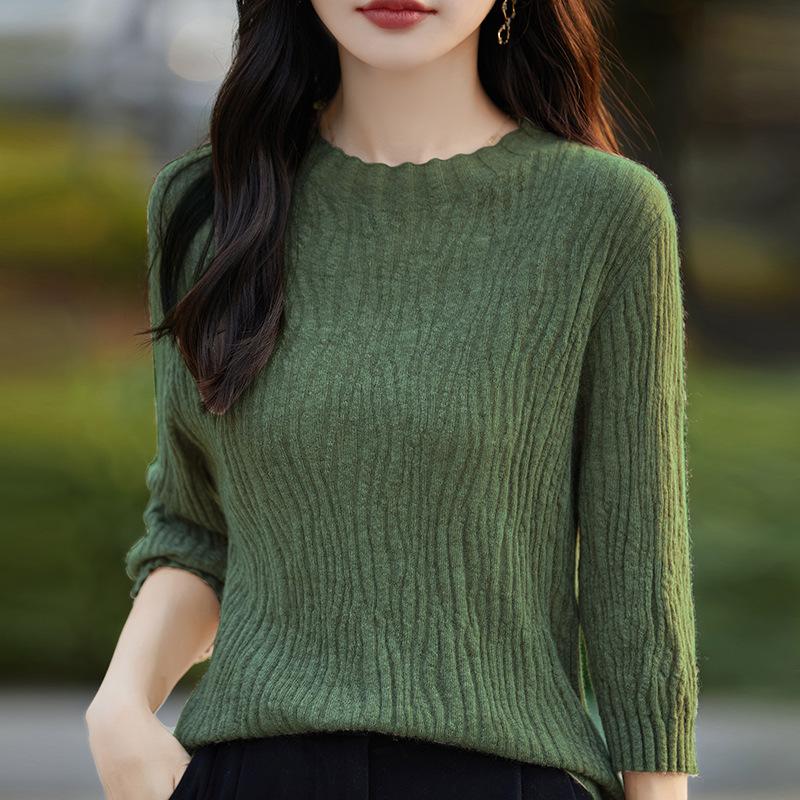 Autumn Bottom Knitwear Women's Thin Pleated Inner Knit Top