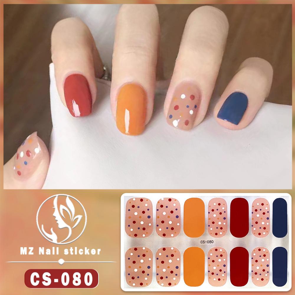 New type of bake-free gel nail polish film, full sticker, plaid spring and summer flower nail art film, nail film, waterproof paper patch