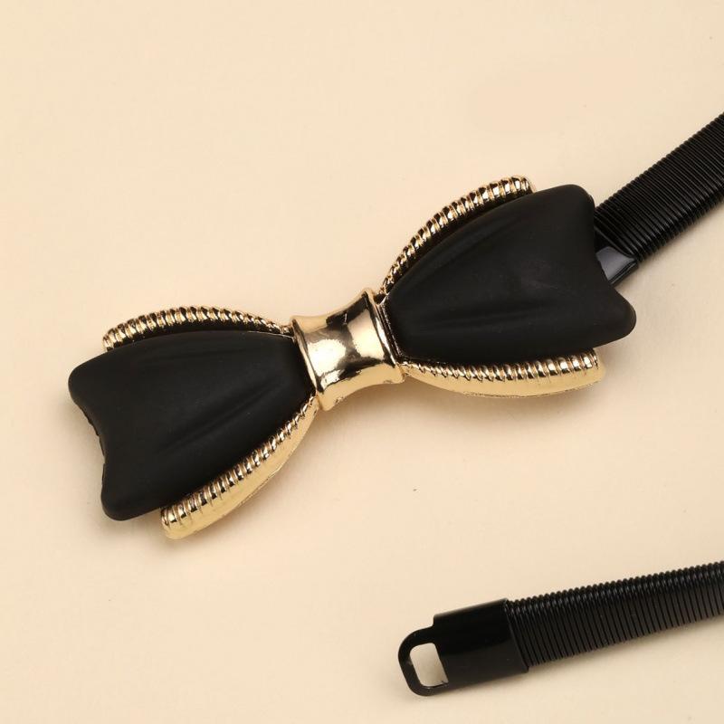Korean Bow Buckle Metal Chain Belt Women Elastic Skinny Slim Body Thin Waist Belts For Female Lady Dress Shirt Decorative Straps