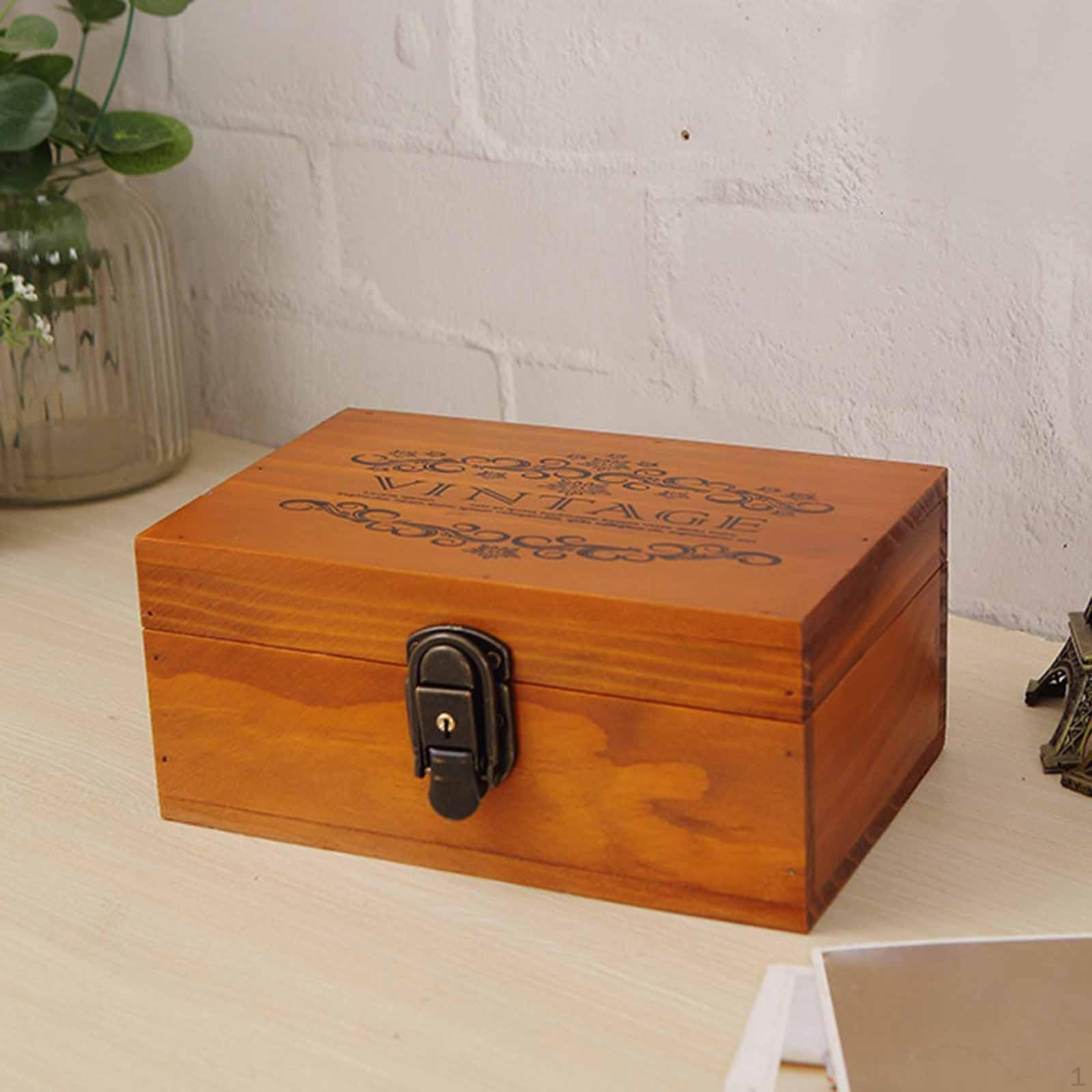 

Деревянная шкатулка для хранения ювелирных изделий с ключами Компактная шкатулка для безделушек в стиле ретро 21.3x14x10cm