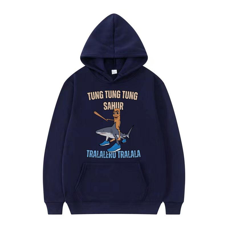 Tung Tung Tung Sahur Baseball Meme Hoodie Toppar Tralero Tralala Rolig Löparhaj Humor Streetwear Hoodies Män Kvinnor Sweatshirt