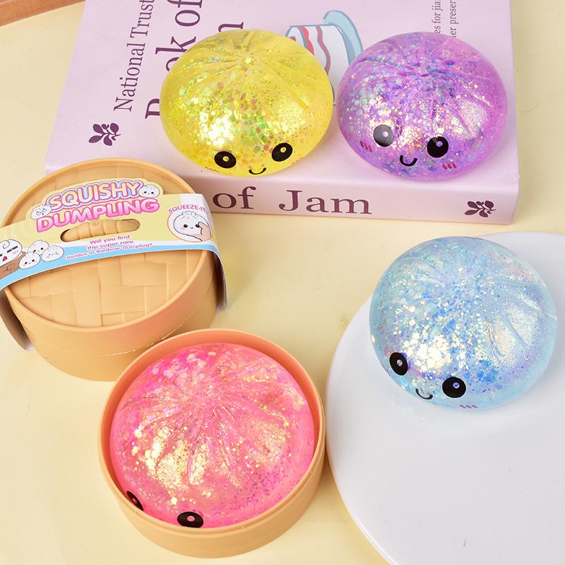 Pectin Char Siu Bao Stress Relief Squeeze Toy – Gold Thread Slow Rebound Bun