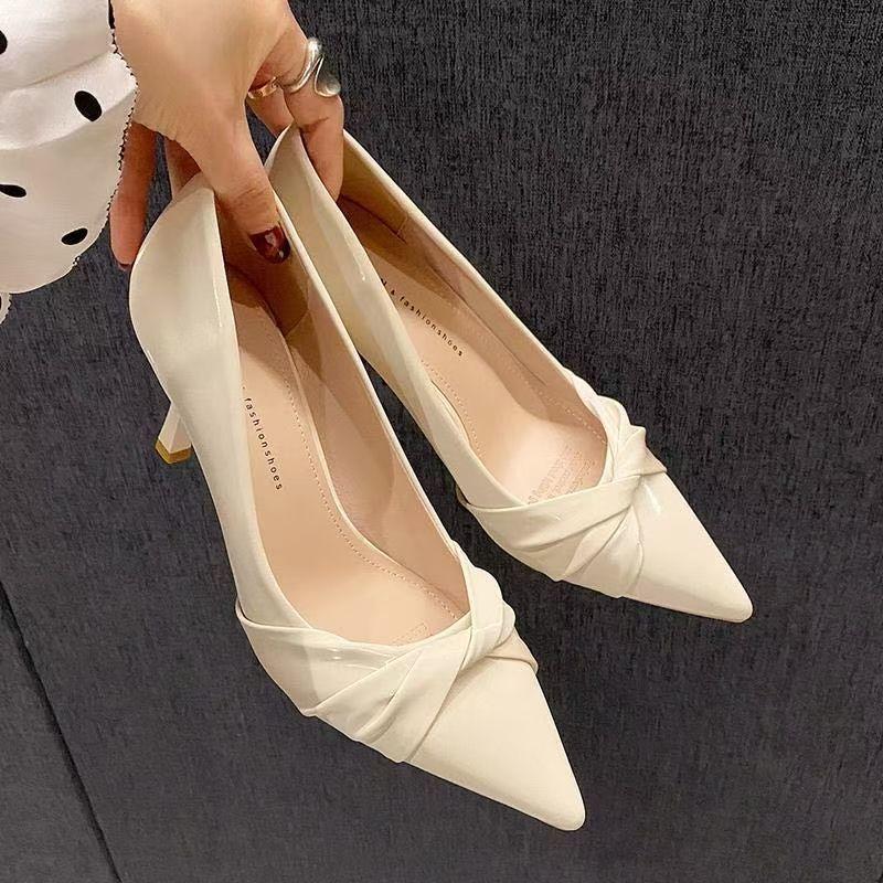 Women's high heels Sexy pointy office high heels Elegant leather spring and summer new women's shoes