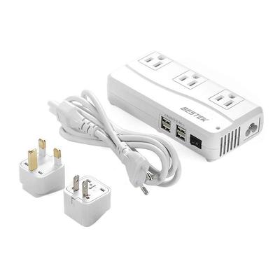 Bestec Travel Transformer, 90V-240V To 100V, 3 AC Outlets + 4 USB Ports, Compatible with A, B, BF, C, O, O2, B3, and SE Plugs, MRJ201GU-WH