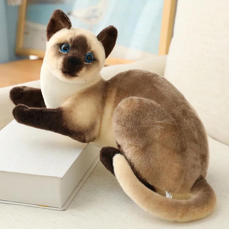 25/30/40cm Stuffed Lifelike Siamese Cats Plush Toy Simulation American Shorthair Cute Cat Doll Pet Toys Home Decor Gift For Girl