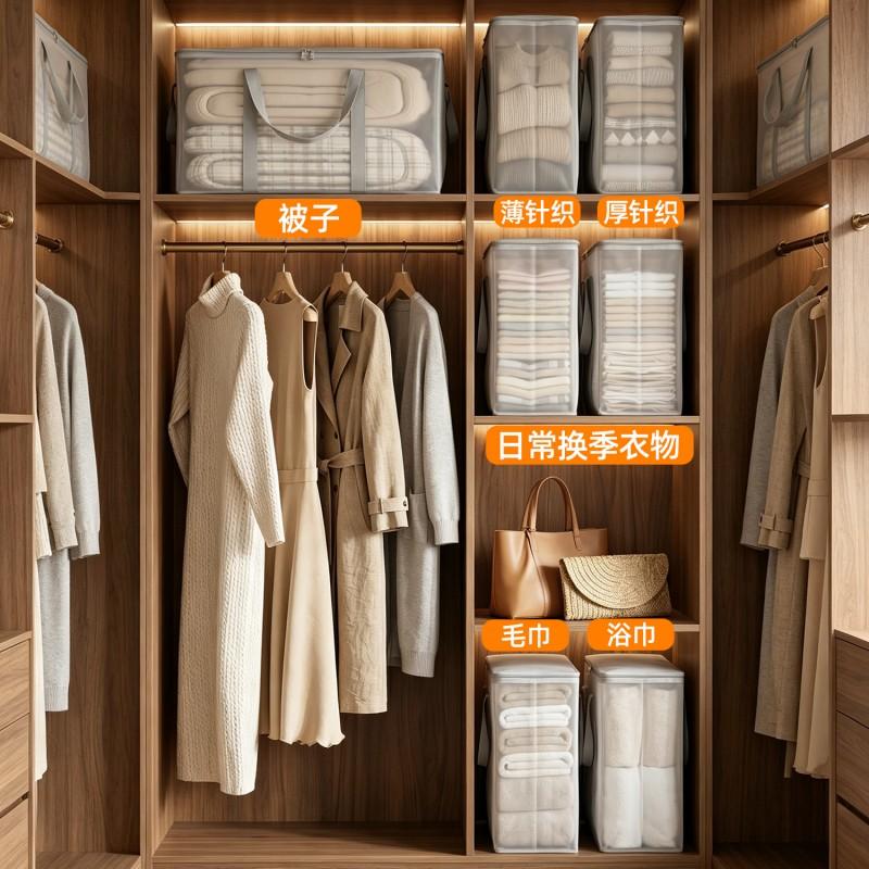 Große Kapazität Kleideraufbewahrungstaschen Saisonale Winterkleidung Organizer Transparente TPU Staubdichte Schrankorganisation Würfelform