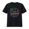 Club Tropicana Neon Design T Shirt Tropical Vibes with Palm Tree Sun Free Drinks Fun and Sunshine  vintage Washed