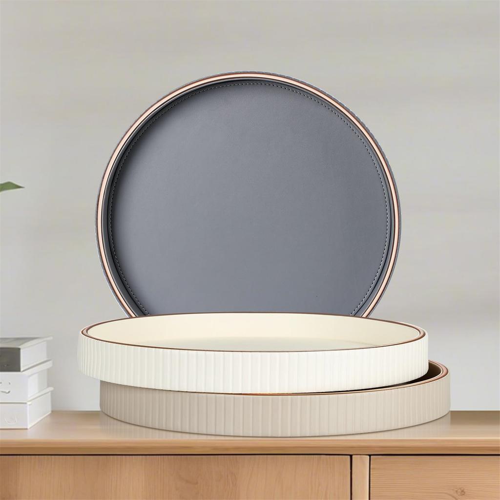 Genuine Leather Round Storage Organizers Tray Ideal For Jewelry Keys And Small Items In Any Room