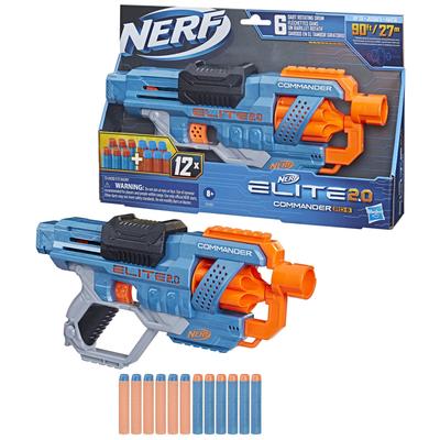 Hasbro Nerf Elite Commander Manual Blaster Rapid Fire For Ages 8 and Up Includes 12 Official Nerf Elite Darts Equipped with a Rotating Drum That Can