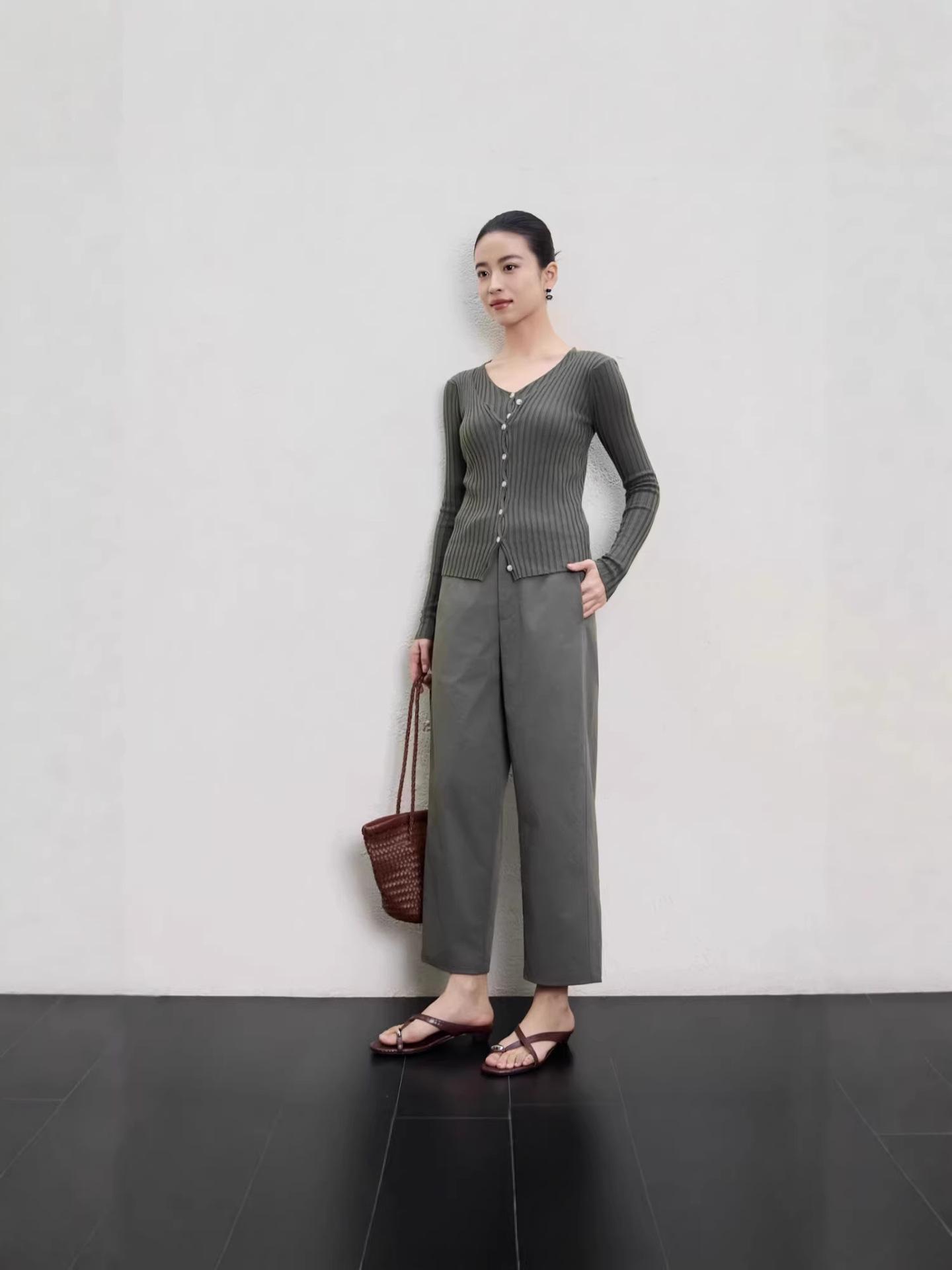 2026 Women s Spring/Summer High-Waisted Loose Elegant Cropped Pants M