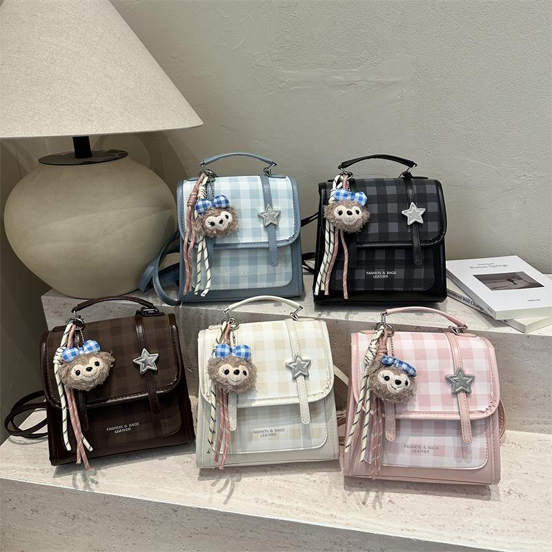 New Small Fresh College Style Backpack Bag Women's Fashion Plaid Multifunctional Small Messenger Bag