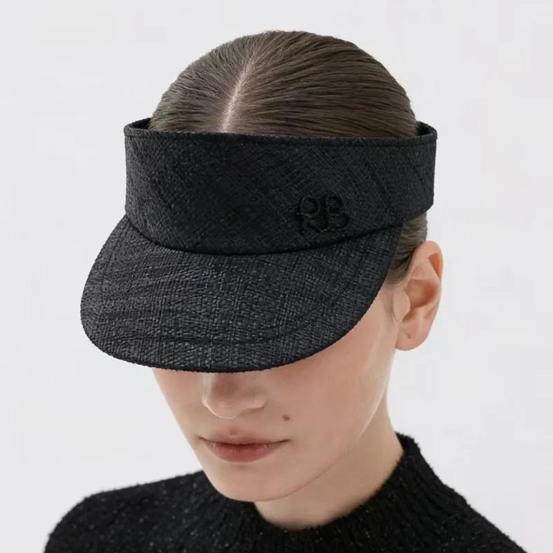 Raffia Leere Oberseite Handgefertigt Brief Sonnenhut Sommer Strand Sonnenschirmhut Klassisches Designer Visor Kappe Strohhut Tennis Golf