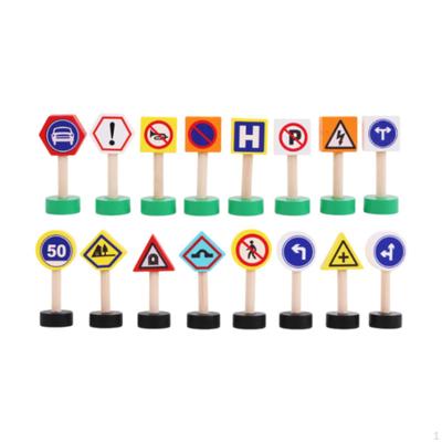 16 Pieces Holzstraße Schilder Straße Zug Track Accessoires Education for Boys And Girls