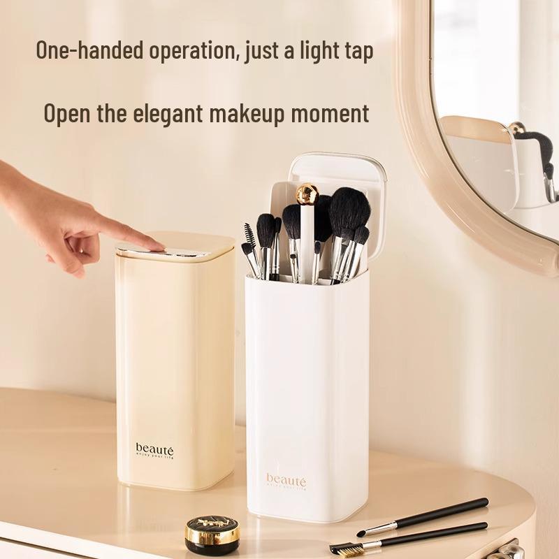 Automatic Lifting Makeup Brush & Lipstick Storage Tube - High-End Desktop Cosmetics Organizer