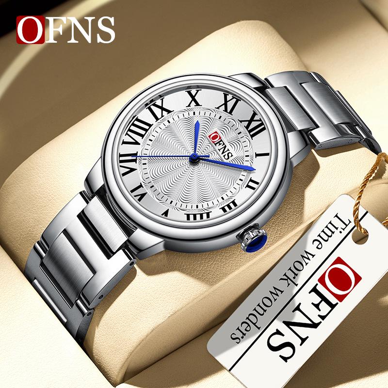 OFNS Rome Couple Watches: Waterproof Quartz Wristwatches with Classic Steel Bands